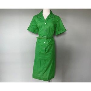 BNWT 1960s Vintage Green Polka Dot Rockabilly Shirt House Dress Carolina Maid 14
